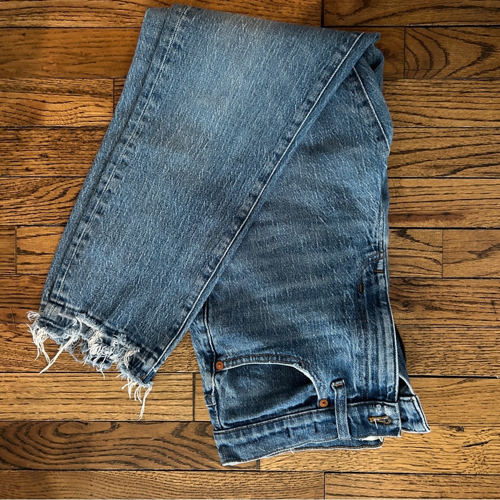 Madewell Frayed Hem Blue Jeans